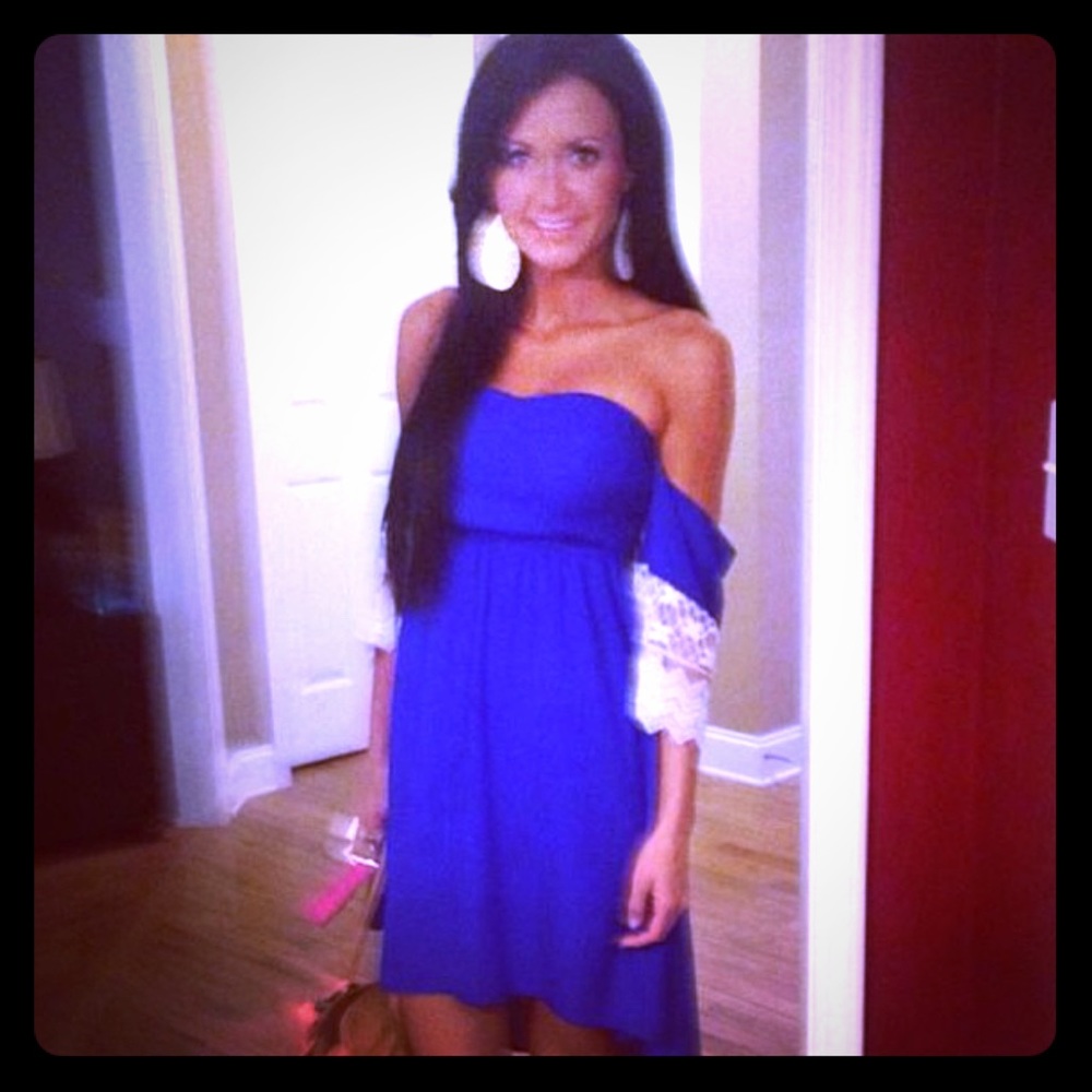 Royal blue off the shoulder dress